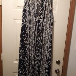 Maxi Dress + Sheer Cover Up Navy Tropical Print